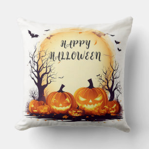 Gruselige Halloween-Nacht mit leuchtenden Kürbisse Kissen