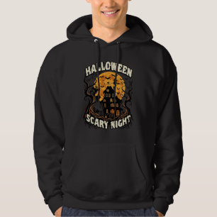 Gruselige Halloween Nacht Spukhaus Vollmond Hexe Hoodie