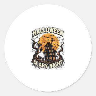 Gruselige Halloween Nacht Spukhaus Vollmond Hexe Runder Aufkleber