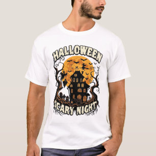 Gruselige Halloween Nacht Spukhaus Vollmond Hexe T-Shirt