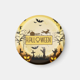 Gruselige Halloween-Nacht verzaubertes Herbst-Desi Magnet