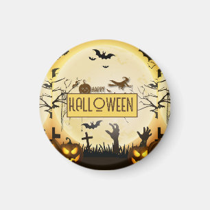 Gruselige Halloween-Nacht verzaubertes Herbst-Desi Magnet