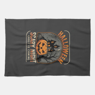 Gruselige Halloween-Nacht Vintage-Kürbis-Design Geschirrtuch