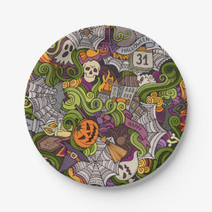 Gruselige Halloween-Papierteller 18cm Pappteller