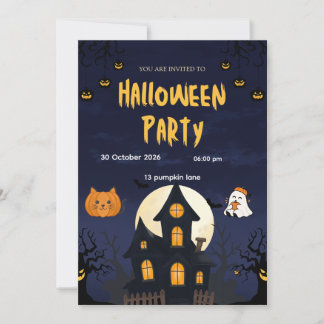 Gruselige Halloween-Party-Einladung – Bearbeitbare Einladung