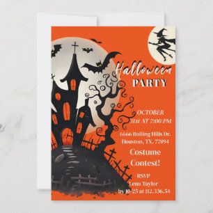 Gruselige Halloween-Party-Einladung für ein Spukha Einladung