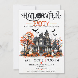 Gruselige Halloween-Party-Einladung für ein Spukha Einladung