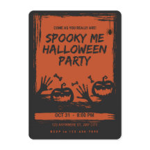 Gruselige Halloween-Party-Einladung Orange Schwarz