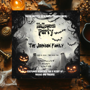 Gruselige Halloween-Party - Geister und Kürbisse Einladung