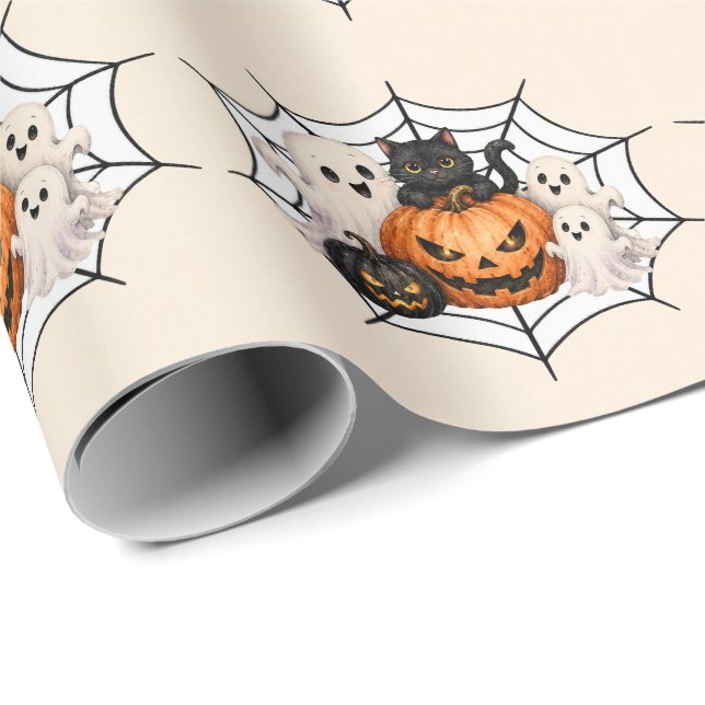 Gruselige Halloween-Party  Geschenkpapier (Rolleneckpunkt)