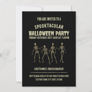 Gruselige Halloween-Party. Lustige Skelette Einladung