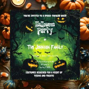Gruselige Halloween-Party mit Fledermäusen und Kür Einladung