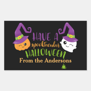 Gruselige Halloween-Party - Personalisiertes Gesch Rechteckiger Aufkleber