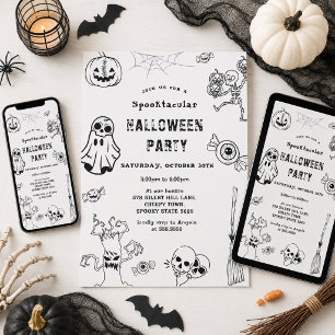 Gruselige Halloween-Party-Schwarz Einladung