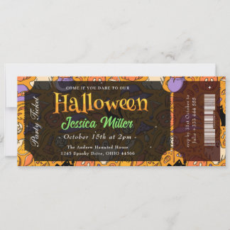 Gruselige Halloween-Party-Ticket-Einladung Einladung