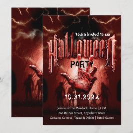 Gruselige Halloween-Party-Zombies Rote Schrecklich Einladung