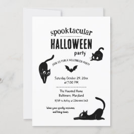 Gruselige Halloween-Schwarze-Katzen-Party Einladung