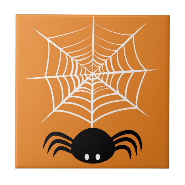 Gruselige Halloween-Spinnen-Illustration Fliese (Vorderseite)