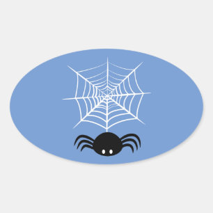 Gruselige Halloween-Spinnen-Illustration Ovaler Aufkleber