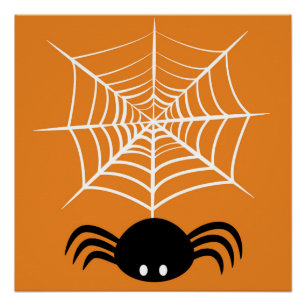 Gruselige Halloween-Spinnen-Illustration Poster