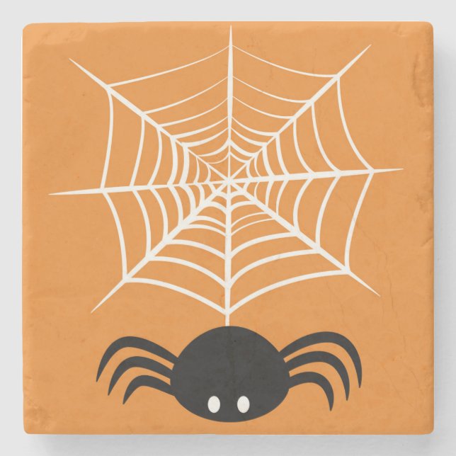 Gruselige Halloween-Spinnen-Illustration Steinuntersetzer (Vorderseite)