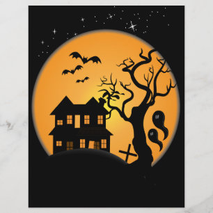 gruselige Halloween-Szene eines Spukhauses als Vek Flyer