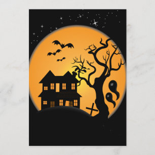 gruselige Halloween-Szene eines Spukhauses als Vek Karte