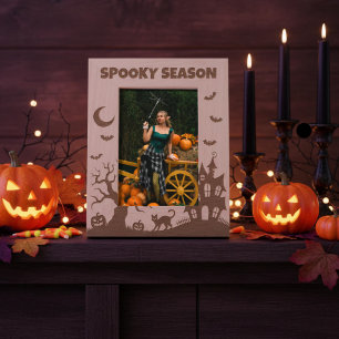 Gruselige Halloween-Szene Geätzte Rahmen