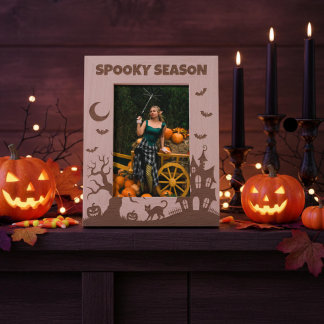 Gruselige Halloween-Szene Geätzte Rahmen