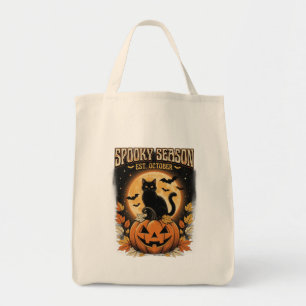 Gruselige Halloween-Tasche mit schwarzer Katze Tragetasche
