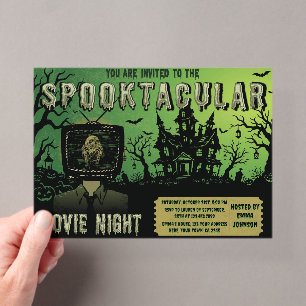 Gruselige Halloween-TV-Kopf-Filmnacht Acryleinladungen