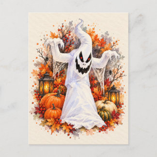Gruselige Halloween-Wasserfarben-Postkarte mit Gei Feiertagspostkarte