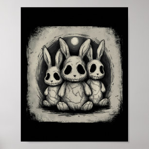Gruselige Hasen Kaninchen Ostern Horror Goth Grung Poster