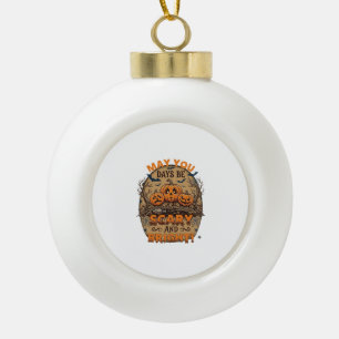 Gruselige helle Halloween-Kürbisse Fledermäuse Bes Keramik Kugel-Ornament