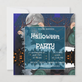 Gruselige Hexe & Spukhaus Halloween🌙 Einladung