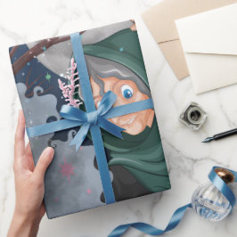 Gruselige Hexe & Spukhaus Halloween🌙 Geschenkpapier