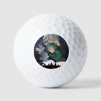 Gruselige Hexe & Spukhaus Halloween🌙 Golfball