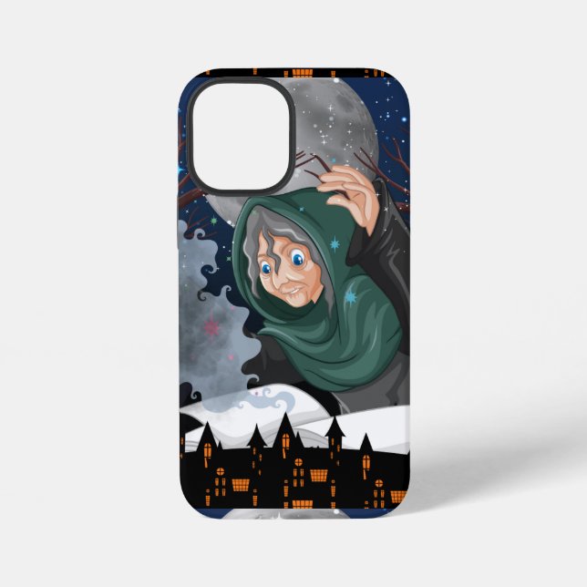 Gruselige Hexe & Spukhaus Halloween🌙 iPhone Hülle (Rückseite)