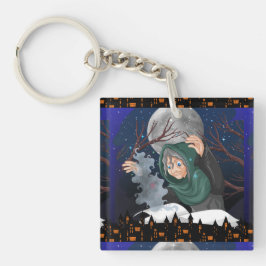 Gruselige Hexe & Spukhaus Halloween🌙 Schlüsselanhänger