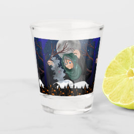 Gruselige Hexe & Spukhaus Halloween🌙 Schnapsglas