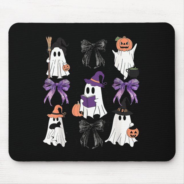 Gruselige Hexen-Geist-Kürbis-Schwarze-Katze Mousepad (Vorne)