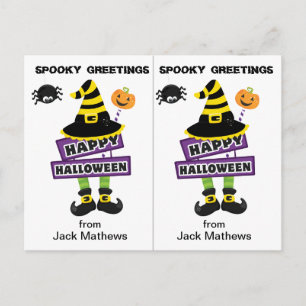 Gruselige Hexen-Grüße-Schulparty-Halloween-Karte Postkarte