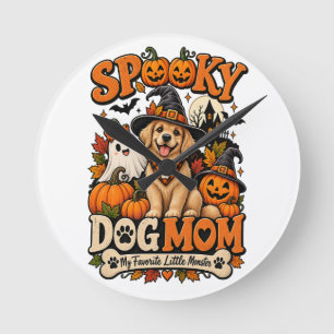 Gruselige Hunde-Mama Halloween Süßer Skelett-Hunde Runde Wanduhr