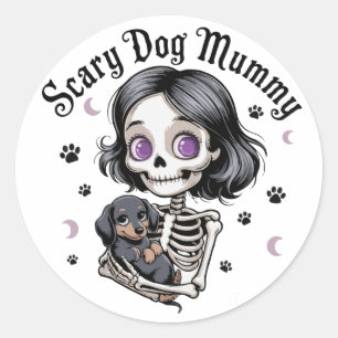 Gruselige Hundemummy-Skelett-Dachshund Runder Aufkleber