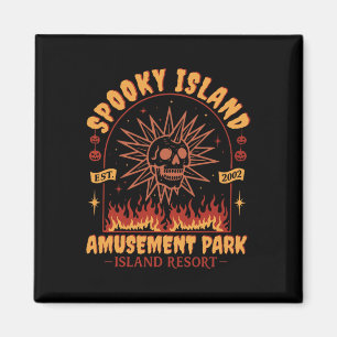 Gruselige Insel Vintage-Totenkopf-Flamme Retro-Hal Magnet