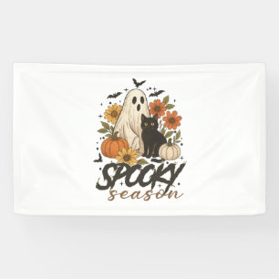Gruselige Jahreszeit Geist Retro Gruselblume Hallo Banner