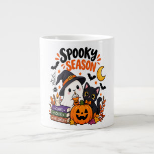 Gruselige Jahreszeit Geist & schwarze Katze Jumbo-Tasse
