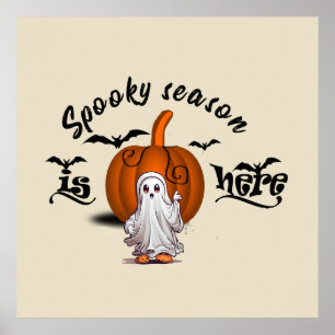 Gruselige Jahreszeit ist hier lustiges Halloween Poster