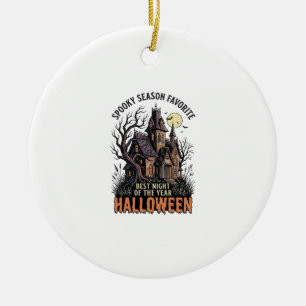 Gruselige Jahreszeit Shirt Verlassenes Herrenhaus Keramik Ornament