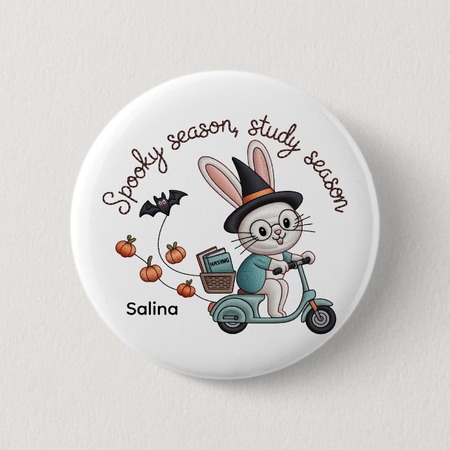 Gruselige Jahreszeit Studienzeit Krankenschwester- Button (Vorderseite)